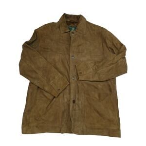 NEW men's Orvis 100% leather button front leather suede jacket, Large
